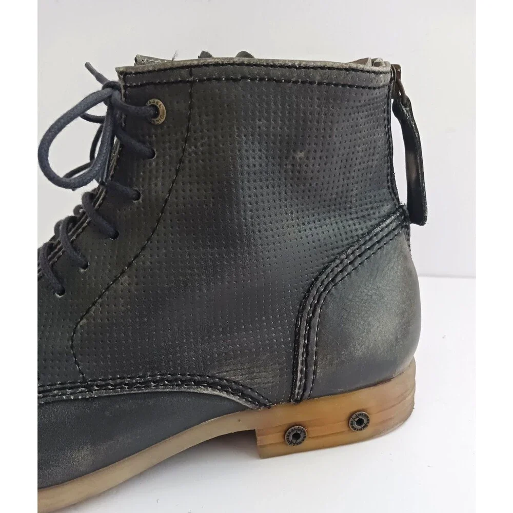 DIESEL Boa Vista Chron Zip Ankle Boot Gray Distressed Leather 41 US 8.5